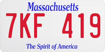 MA license plate 7KF419