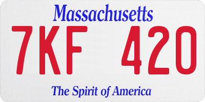 MA license plate 7KF420