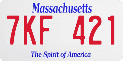 MA license plate 7KF421