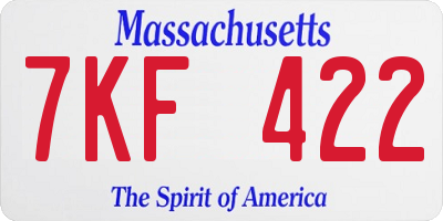 MA license plate 7KF422