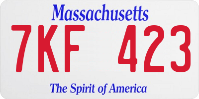 MA license plate 7KF423