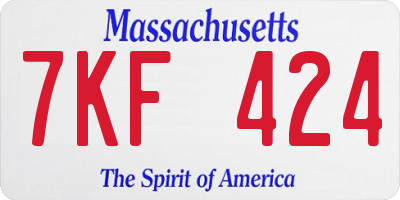 MA license plate 7KF424