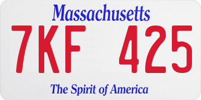 MA license plate 7KF425