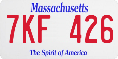 MA license plate 7KF426
