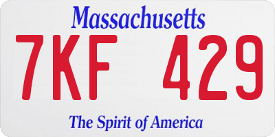 MA license plate 7KF429