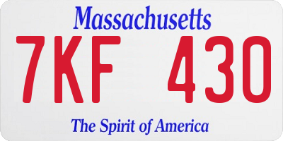 MA license plate 7KF430