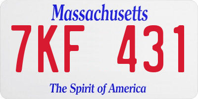 MA license plate 7KF431