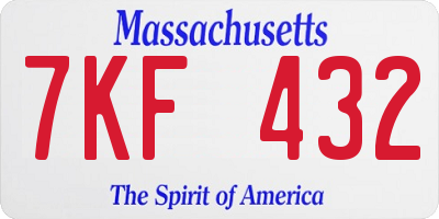 MA license plate 7KF432