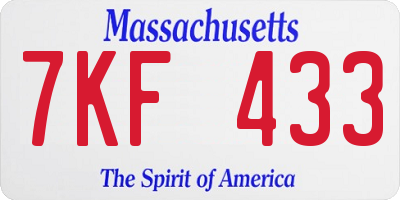 MA license plate 7KF433