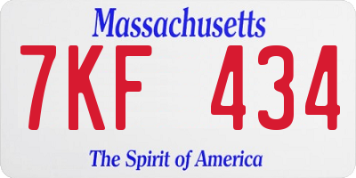 MA license plate 7KF434