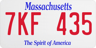 MA license plate 7KF435