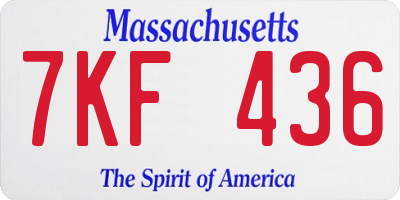 MA license plate 7KF436