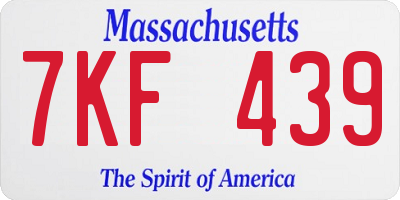 MA license plate 7KF439