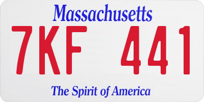 MA license plate 7KF441