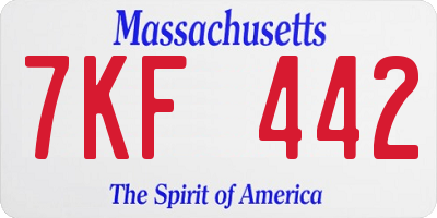 MA license plate 7KF442