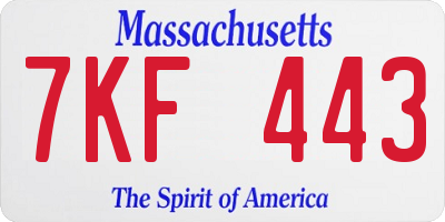 MA license plate 7KF443