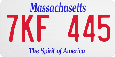 MA license plate 7KF445