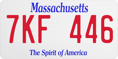 MA license plate 7KF446