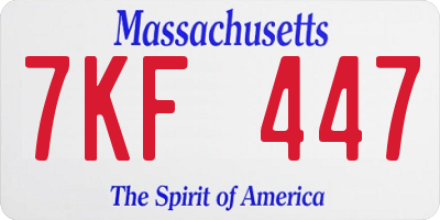 MA license plate 7KF447