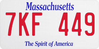 MA license plate 7KF449