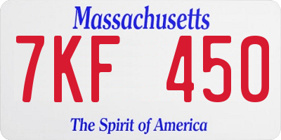 MA license plate 7KF450
