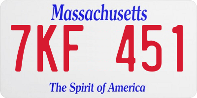 MA license plate 7KF451