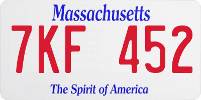 MA license plate 7KF452