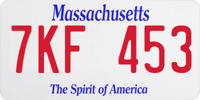 MA license plate 7KF453