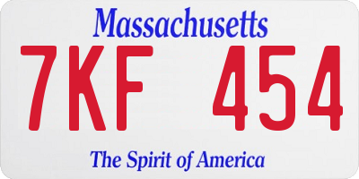 MA license plate 7KF454