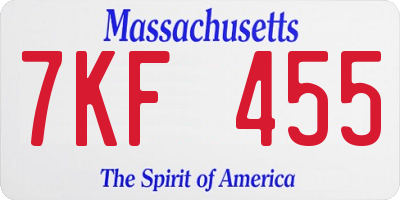 MA license plate 7KF455