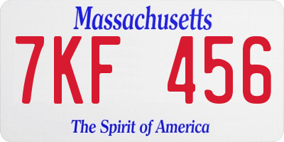 MA license plate 7KF456