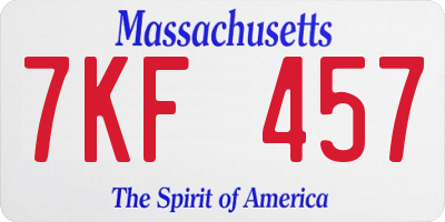 MA license plate 7KF457
