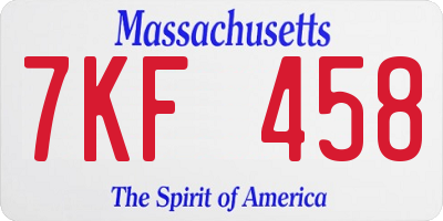 MA license plate 7KF458
