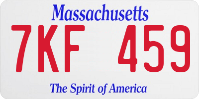 MA license plate 7KF459