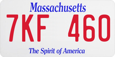 MA license plate 7KF460