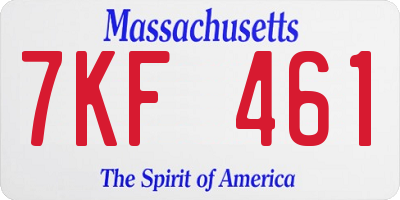 MA license plate 7KF461