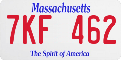 MA license plate 7KF462