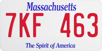 MA license plate 7KF463