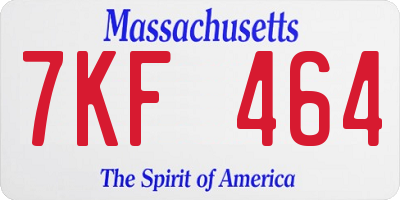 MA license plate 7KF464