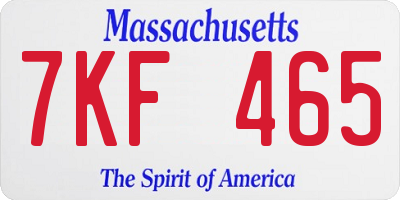 MA license plate 7KF465