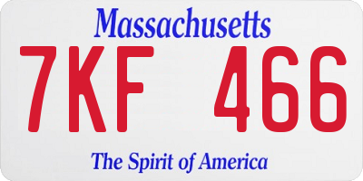 MA license plate 7KF466
