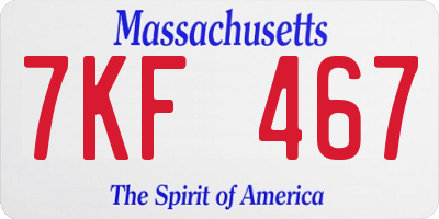 MA license plate 7KF467