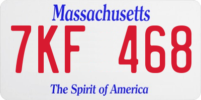 MA license plate 7KF468