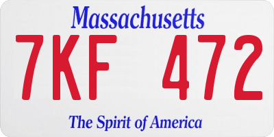 MA license plate 7KF472