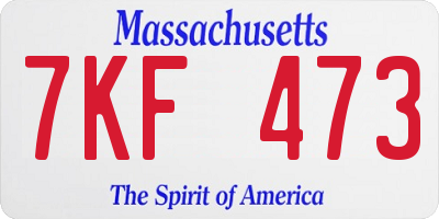 MA license plate 7KF473