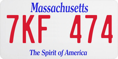 MA license plate 7KF474