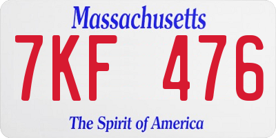 MA license plate 7KF476