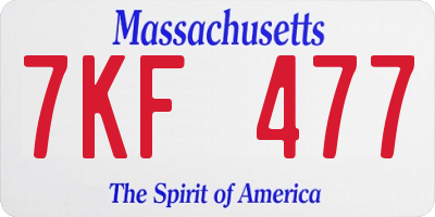 MA license plate 7KF477