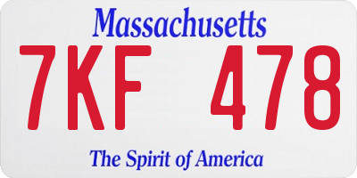 MA license plate 7KF478