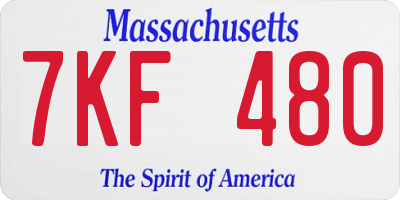 MA license plate 7KF480